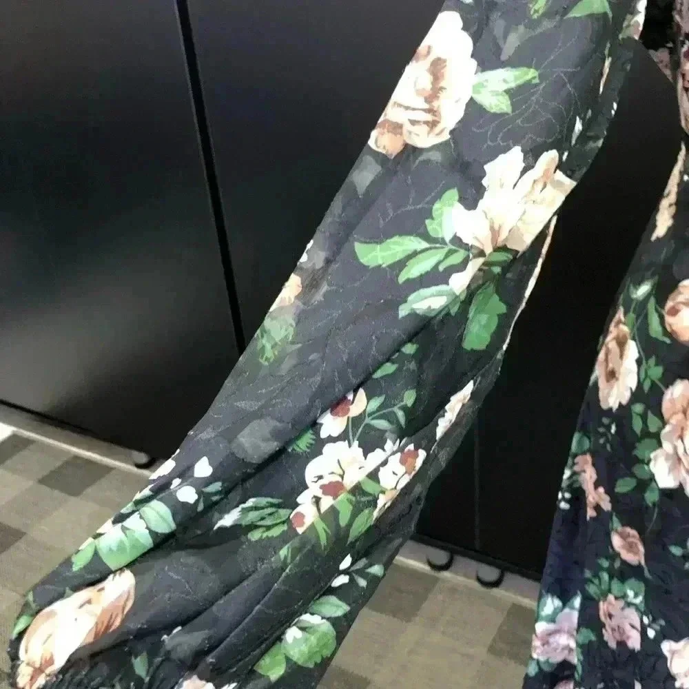 Lulus Feeling Cherished black Floral Ruffled Wrap Tiered Maxi Dress